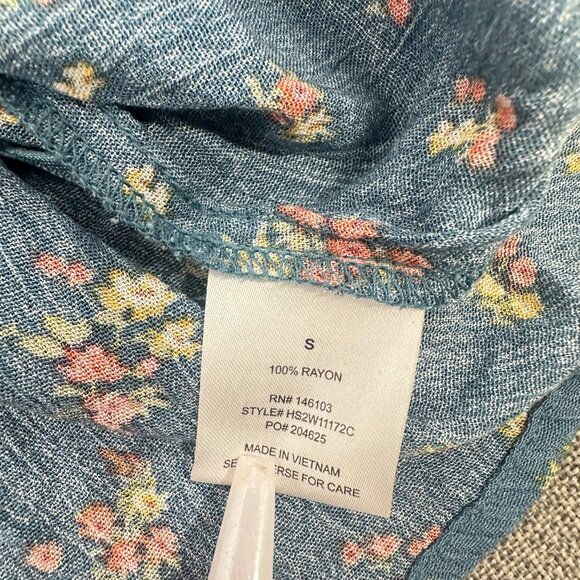 NEW! Hippie Rose Tank Top Sleeveless Small Teal‎ Floral Rayon Relaxed Fit - Picture 9 of 12